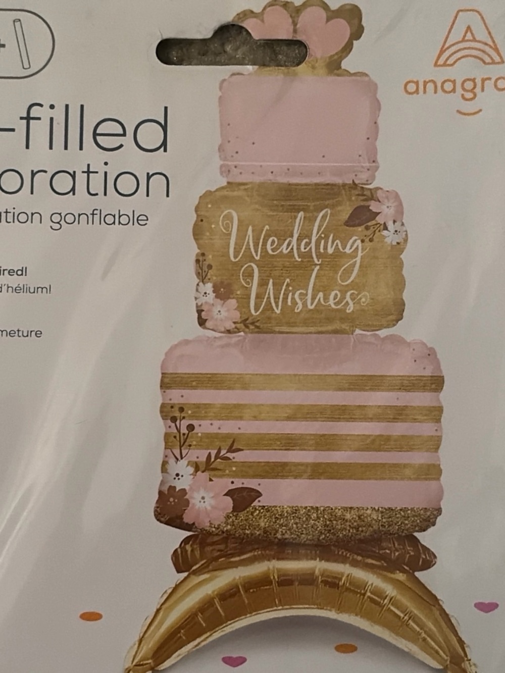 Anagram Pink & Gold "Wedding Wishes" Foil Balloon Decoration